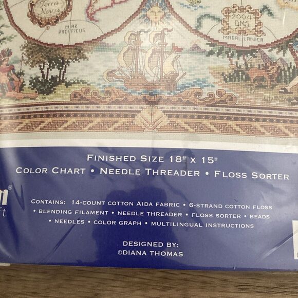 Janlynn Platinum Collection Olde World Map Counted Cross Stitch Kit Cartography - Picture 6 of 7
